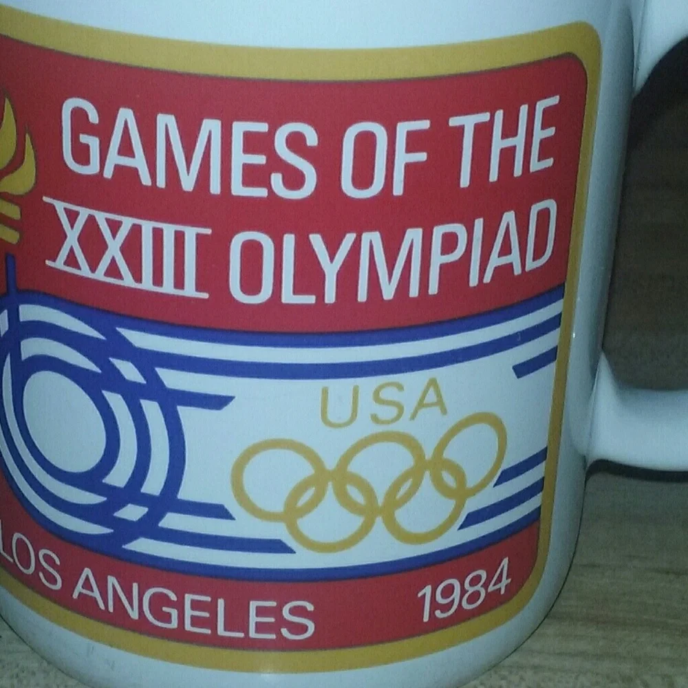Vtg 1984 Olympic Game Coffee Mug By Papel USA Made